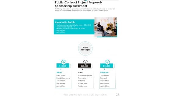 Public Contract Project Proposal Sponsorship Fulfillment One Pager Sample Example Document