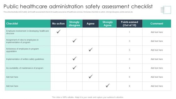 Public Healthcare Administration Safety Assessment Checklist Sample PDF