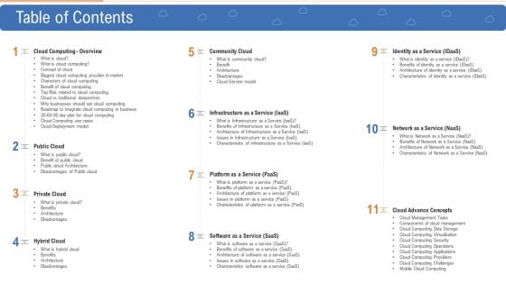 Public Vs Privatized Vs Hybrid Vs Alliance In Cloud Storage Table Of Contents Summary PDF