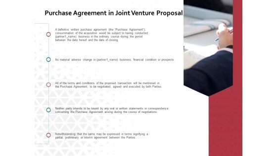 Purchase Agreement In Joint Venture Proposal Ppt PowerPoint Presentation Professional Template