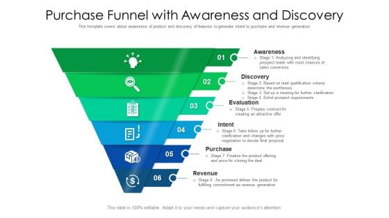 Purchase Funnel With Awareness And Discovery Ppt PowerPoint Presentation File Information PDF