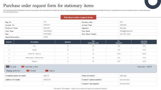 Purchase Order Request Form For Stationary Items Information PDF