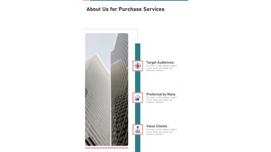 Purchase Services About Us One Pager Sample Example Document