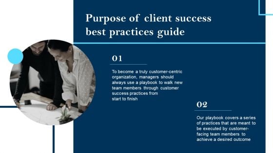 Purpose Of Client Success Best Practices Guide Client Success Best Practices Guide Background PDF