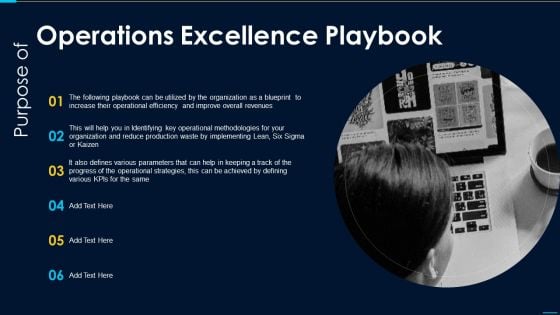 Purpose Of Operations Excellence Playbook Infographics PDF