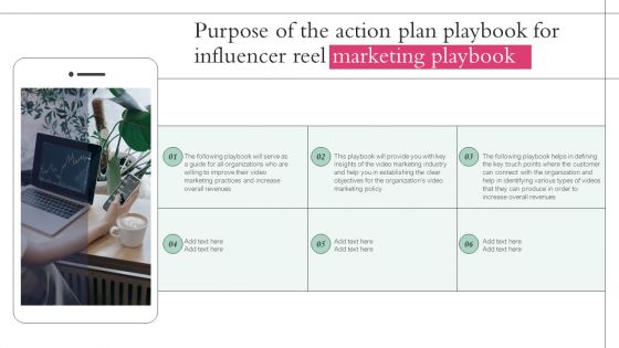 Purpose Of The Action Plan Playbook For Influencer Reel Marketing Playbook Brochure PDF