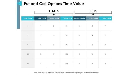 Put And Call Options Time Value Ppt PowerPoint Presentation Summary Clipart Images