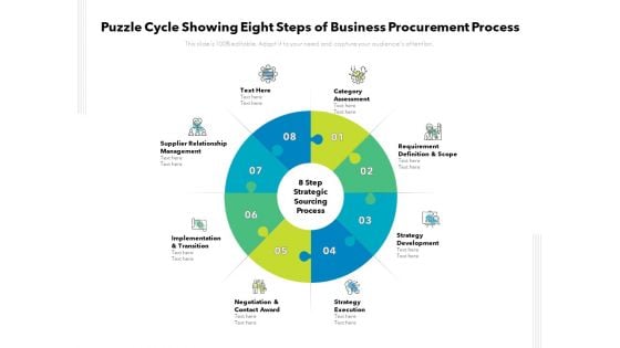 Puzzle Cycle Showing Eight Steps Of Business Procurement Process Ppt PowerPoint Presentation Layouts Guide PDF