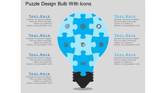Puzzle Design Bulb With Icons Powerpoint Template
