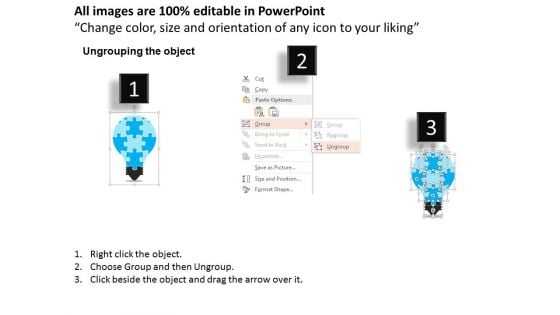 Puzzle Design Bulb With Icons Powerpoint Template