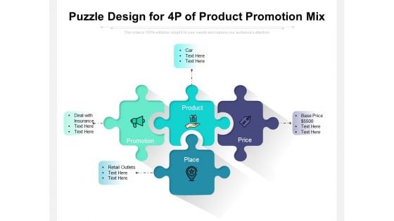 Puzzle Design For 4P Of Product Promotion Mix Ppt PowerPoint Presentation Slides PDF