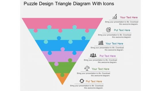 Puzzle Design Triangle Diagram With Icons Powerpoint Template