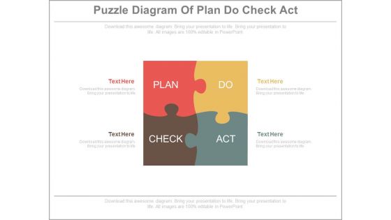 Puzzle Diagram Of Plan Do Check Act Powerpoint Slides