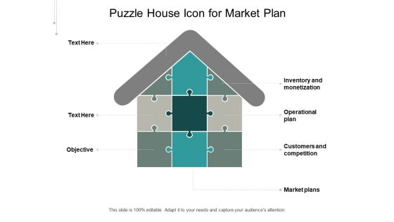 Puzzle House Icon For Market Plan Ppt PowerPoint Presentation Gallery Portfolio