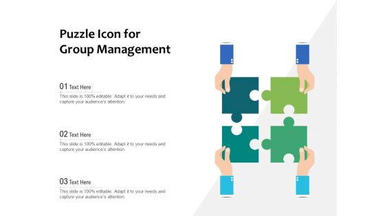 Puzzle Icon For Group Management Ppt PowerPoint Presentation Infographics Mockup PDF