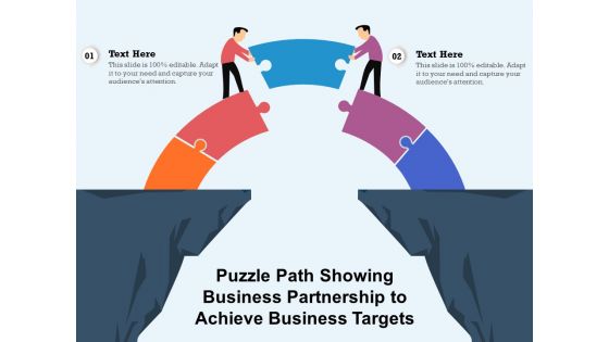 Puzzle Path Showing Business Partnership To Achieve Business Targets Ppt PowerPoint Presentation File Summary PDF