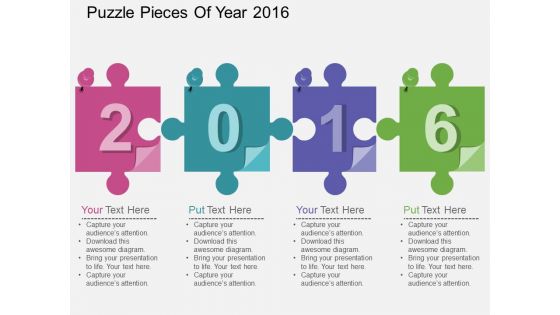 Puzzle Pieces Of Year 2016 Powerpoint Template