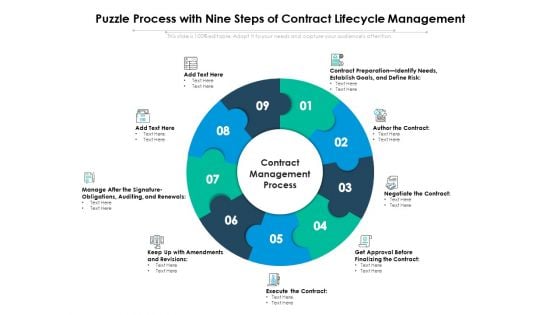 Puzzle Process With Nine Steps Of Contract Lifecycle Management Ppt PowerPoint Presentation Inspiration Outline PDF Puzzle Process With Nine Steps Of Contract Lifecycle Management Ppt PowerPoint Presentation Inspiration Outline PDF