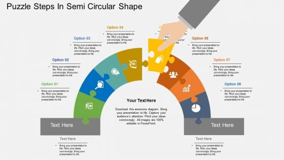 Puzzle Steps In Semi Circular Shape PowerPoint Template