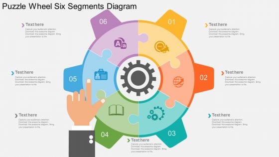 Puzzle Wheel Six Segments Diagram Powerpoint Template