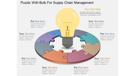 Puzzle With Bulb For Supply Chain Management Powerpoint Template