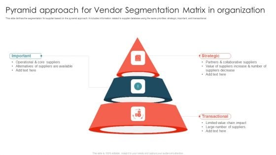 Pyramid Approach For Vendor Segmentation Matrix In Organization Ppt Inspiration Layout PDF