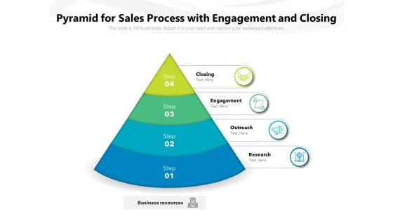 Pyramid For Sales Process With Engagement And Closing Ppt PowerPoint Presentation File Skills PDF