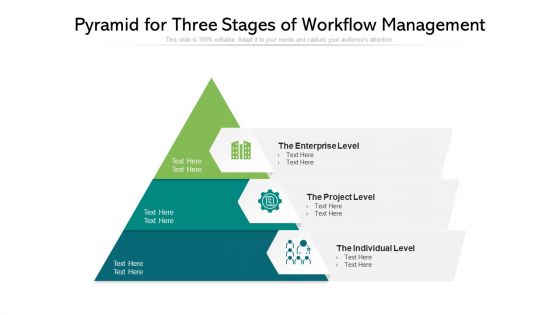 Pyramid For Three Stages Of Workflow Management Ppt PowerPoint Presentation Gallery Slides PDF