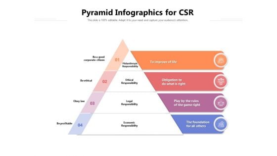 Pyramid Infographics For CSR Ppt PowerPoint Presentation File Clipart PDF