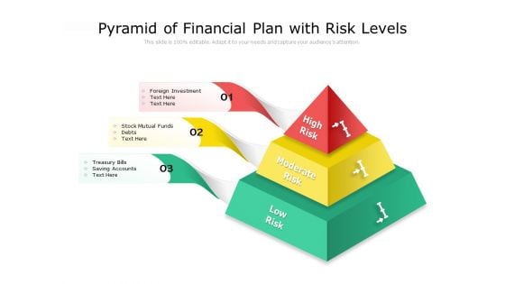 Pyramid Of Financial Plan With Risk Levels Ppt PowerPoint Presentation Ideas Brochure PDF