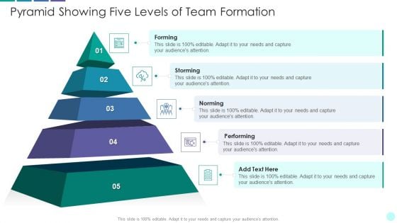 Pyramid Showing Five Levels Of Team Formation Brochure PDF