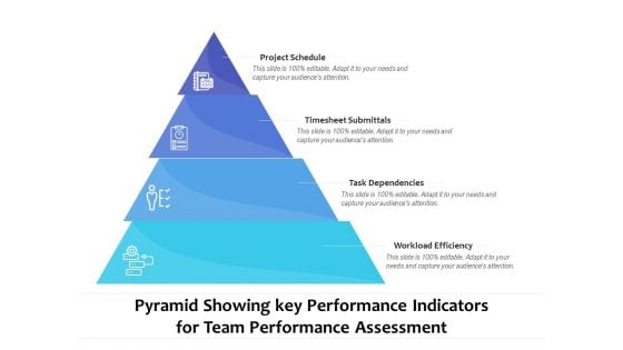 Pyramid Showing Key Performance Indicators For Team Performance Assessment Ppt PowerPoint Presentation Gallery Icons PDF