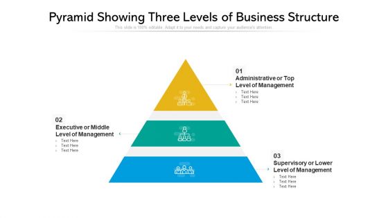 Pyramid Showing Three Levels Of Business Structure Ppt PowerPoint Presentation Gallery Icons PDF