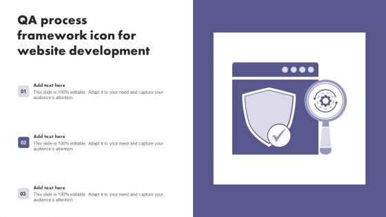 QA Process Framework Icon For Website Development Demonstration PDF