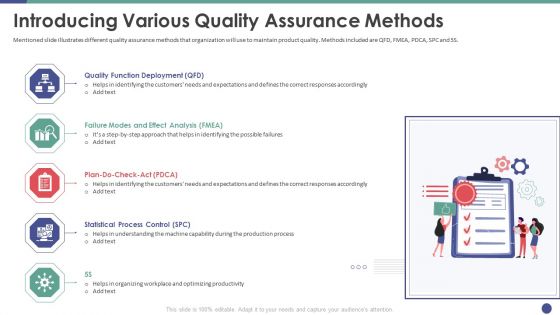 QC Engineering Introducing Various Quality Assurance Methods Ppt Model Ideas PDF