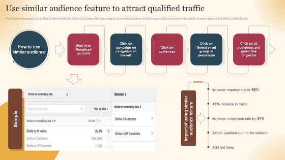 Qualified Traffic Generation Through Search Engines Use Similar Audience Feature To Attract Qualified Traffic Brochure PDF Qualified Traffic Generation Through Search Engines Use Similar Audience Feature To Attract Qualified Traffic Brochure PDF
