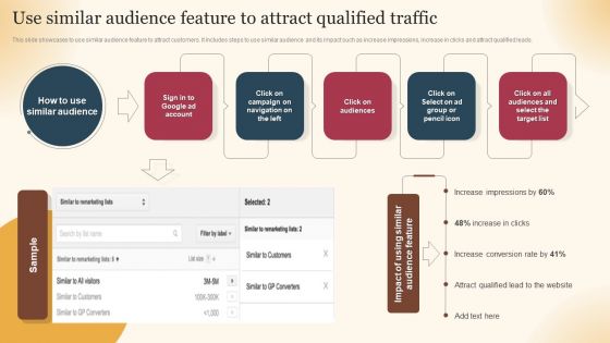 Qualified Traffic Generation Through Search Engines Use Similar Audience Feature To Attract Qualified Traffic Brochure PDF