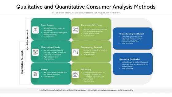 Qualitative And Quantitative Consumer Analysis Methods Ppt PowerPoint Presentation Icon Show PDF