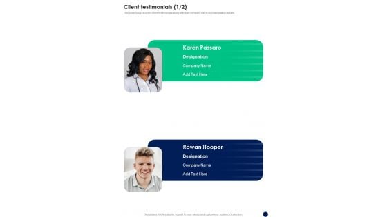 Qualitative And Quantitative Research Data Assessment Client Testimonials One Pager Sample Example Document Qualitative And Quantitative Research Data Assessment Client Testimonials One Pager Sample Example Document