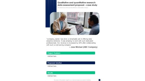 Qualitative And Quantitative Research Data Assessment Proposal Case Study One Pager Sample Example Document Qualitative And Quantitative Research Data Assessment Proposal Case Study One Pager Sample Example Document