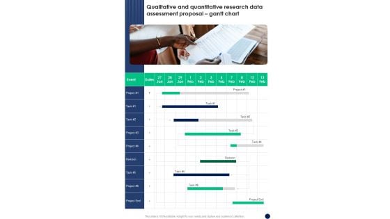 Qualitative And Quantitative Research Data Assessment Proposal Gantt Chart One Pager Sample Example Document Qualitative And Quantitative Research Data Assessment Proposal Gantt Chart One Pager Sample Example Document