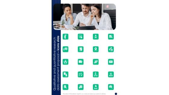 Qualitative And Quantitative Research Data Assessment Proposal Icons Slide One Pager Sample Example Document Qualitative And Quantitative Research Data Assessment Proposal Icons Slide One Pager Sample Example Document