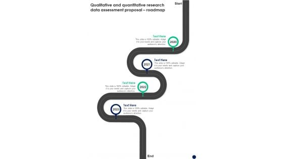 Qualitative And Quantitative Research Data Assessment Proposal Roadmap One Pager Sample Example Document