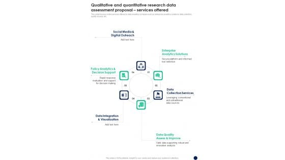 Qualitative And Quantitative Research Data Assessment Proposal Services Offered One Pager Sample Example Document Qualitative And Quantitative Research Data Assessment Proposal Services Offered One Pager Sample Example Document