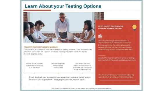 Qualitative Concept Testing Learn About Your Testing Options Ppt PowerPoint Presentation Layouts Brochure PDF