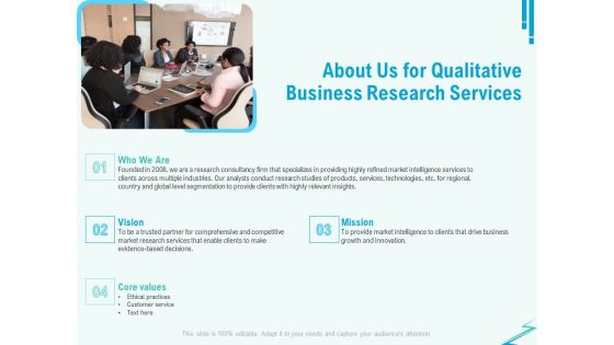 Qualitative Market Research Study About Us For Qualitative Business Research Services Portrait PDF