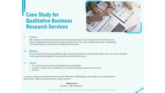 Qualitative Market Research Study Case Study For Qualitative Business Research Services Diagrams PDF