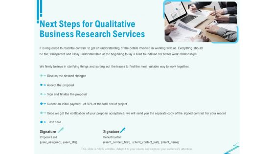 Qualitative Market Research Study Next Steps For Qualitative Business Research Services Elements PDF