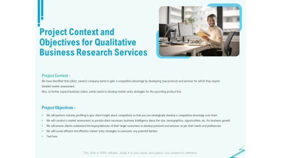 Qualitative Market Research Study Project Context And Objectives For Business Services Brochure PDF