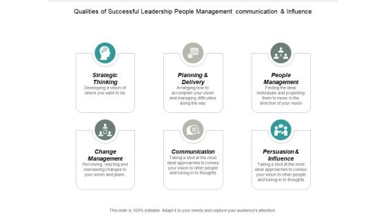 Qualities Of Successful Leadership People Management Communication And Influence Ppt PowerPoint Presentation Infographics Slide Download